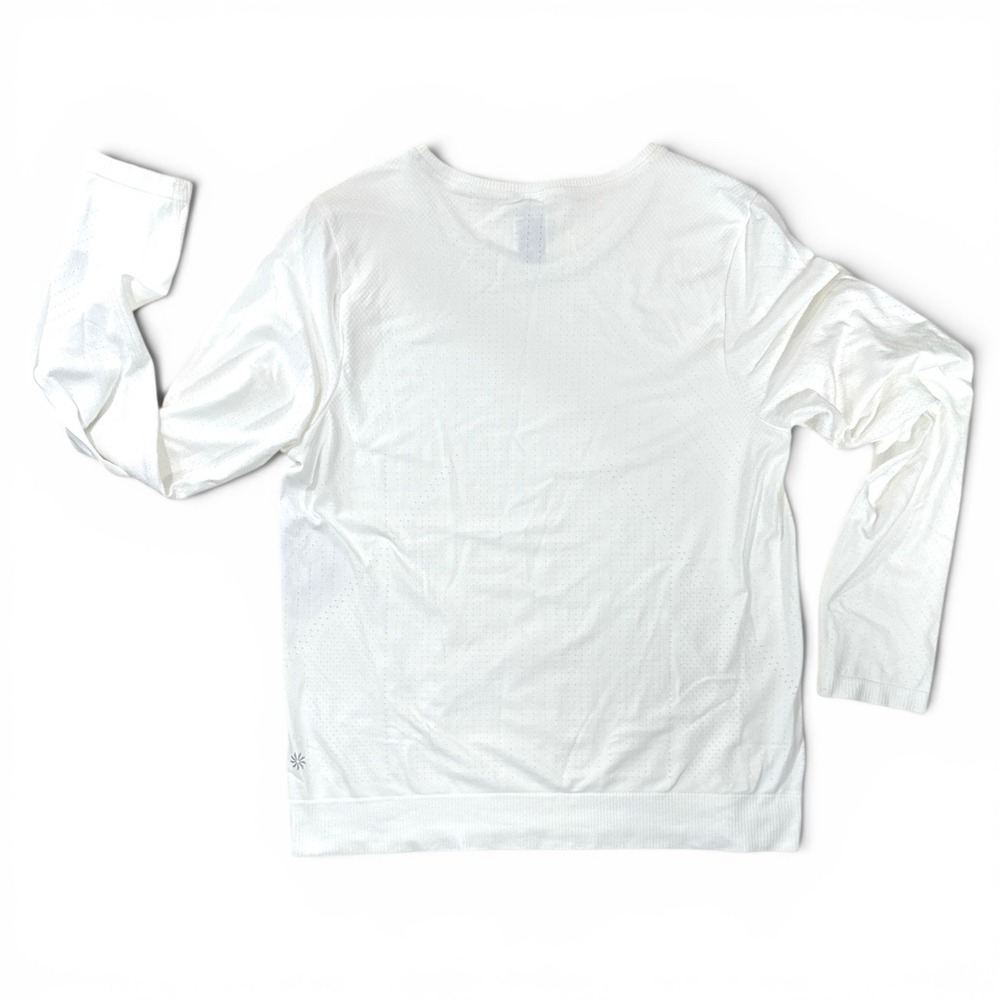 Athleta In Motion Seamless Top White Long Sleeve Performance Shirt Wm Medium NWT - Picture 3 of 8